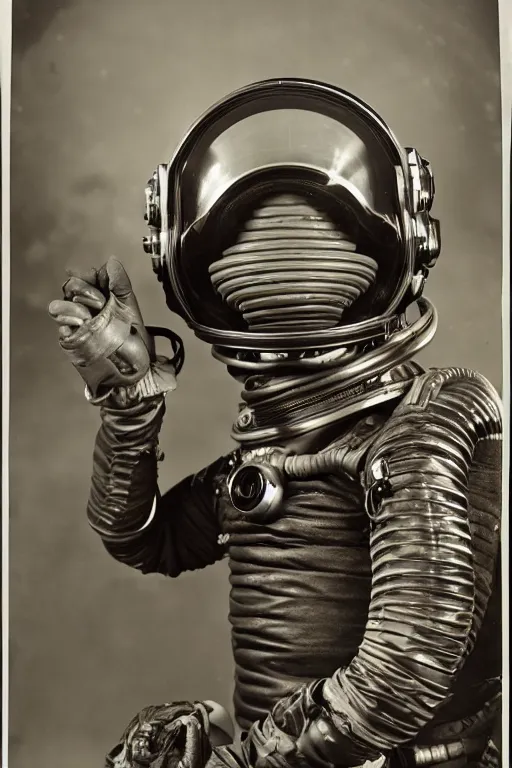 Image similar to extremely detailed studio portrait of space astronaut, alien tentacle protruding from eyes and mouth, alien tentacle breaking through helmet visor, helmet is off, full body, soft light, disturbing, shocking news, award winning photo by james van der zee