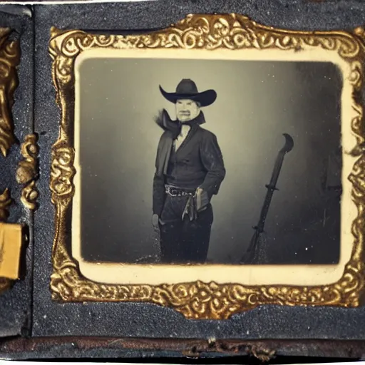 Image similar to tintype photo, bottom of the ocean, cowboy exploding