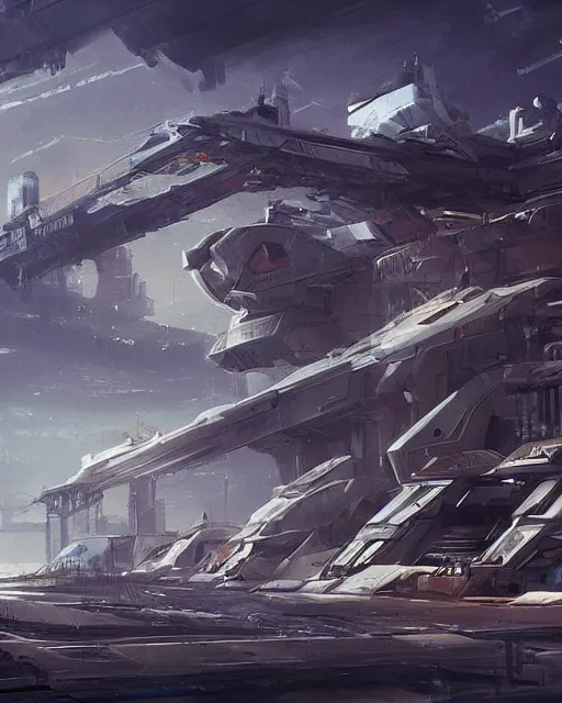 Image similar to a space sci fi shipyard, dramatic, artstation,