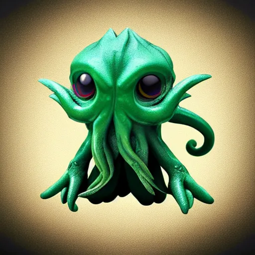 Prompt: an adorable cthulhu pokemon. very cute friendly. detailed. textured. beautiful. digital render.