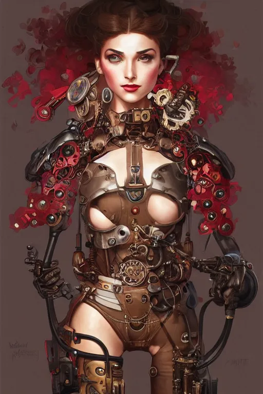 Prompt: anthropomorphic cherry as a steampunk cyborg, portrait, western, steampunk, duster, fantasy, intricate, elegant, highly detailed, digital painting, artstation, concept art, sharp focus, illustration, art by artgerm and greg rutkowski and alphonse mucha