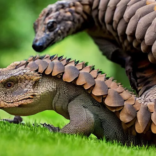 Prompt: a hybrid between a komodo-dragon and a pangolin, national geographic file-photo, photography