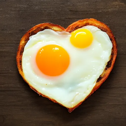 Prompt: fried egg in heart shape
