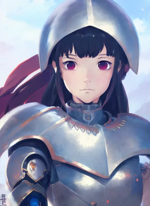 Image similar to portrait of cute girl in armor, warhammer 4 0 0 0 0, illustration concept art anime key visual trending pixiv fanbox by wlop and greg rutkowski and makoto shinkai and studio ghibli