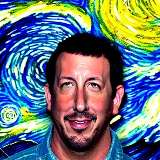 Prompt: adam sandler in a van gogh painting, 4 k, hyper realistic, dslr, high resolution, landscape, beautiful