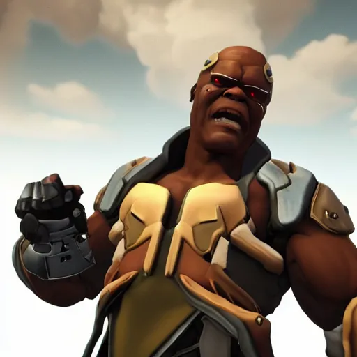 Image similar to samuel l jackson as doomfist from overwatch, 4 k, detailed