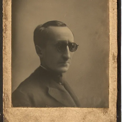 Image similar to Tintype photograph of a work of art by Marcel Duchamp displayed in an ethnographic museum, archive material, anthropology, 1920s studio lighting.