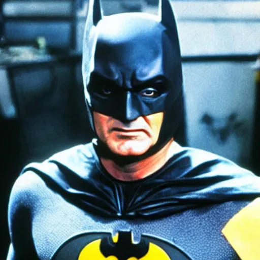 Prompt: bill murray as batman, movie still, promotional shot