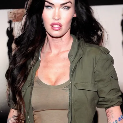 Image similar to megan fox as solid snake from metal gear solid