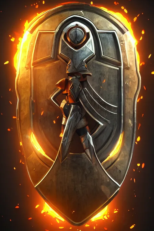 Image similar to shield fantasy epic legends game icon stylized digital illustration radiating a glowing aura global illumination ray tracing hdr fanart arstation by ian pesty and katarzyna da „ bek - chmiel