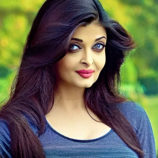 Image similar to aishwarya rai, blue tight tshirt, black extremely tight jeans, beautiful, award winning photography, extremely detailed, hyperrealistic, 4 k