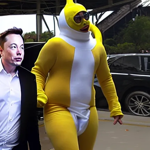 Prompt: elon musk in a banana suit