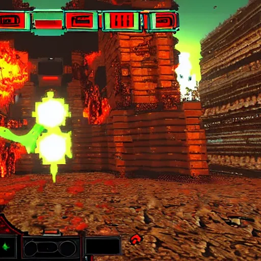 Prompt: a screenshot of the video game doom running on a toaster which is itself inside of the video game doom