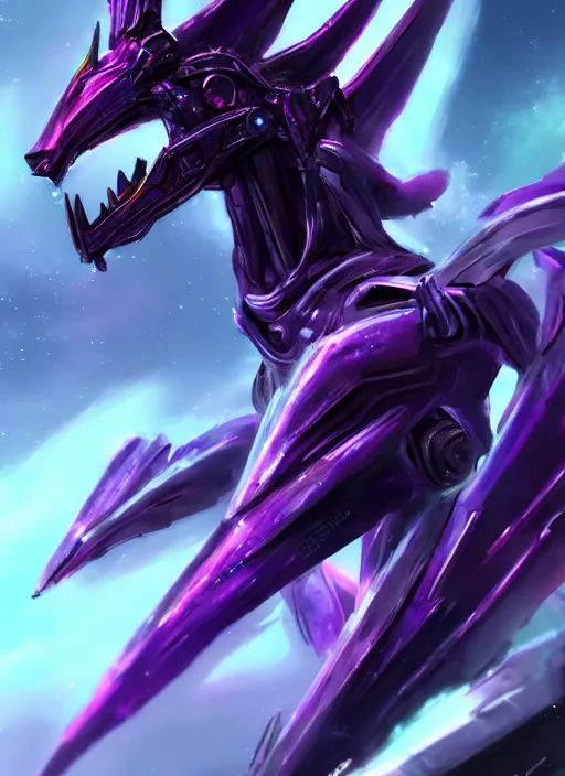 Image similar to cinematic goddess body shot, cosmic size beautiful stunning hot giant robot mecha female dragon, sharp cyborg dragon head, metal ears, led purple eyes, smooth fuschia skin, smooth silver armor, in space, epic proportions, macro, epic size, epic scale, furry art, dragon art, giantess art, warframe fanart, furaffinity, octane