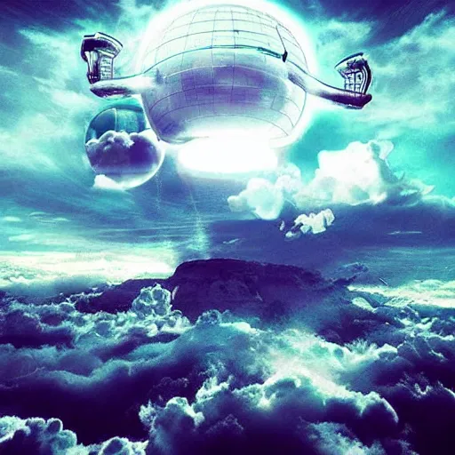 Image similar to “futuristic fantasy dreamworld in the clouds, art station, award winning”