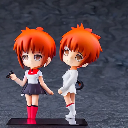 Image similar to high quality portrait flat matte painting of cute EVANGELION in the style of nendoroid and toon , flat anime style, thick painting, medium close-up