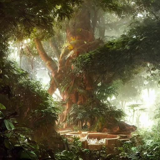 Prompt: inside the jungle of giant tree - sized roses by greg rutkowski