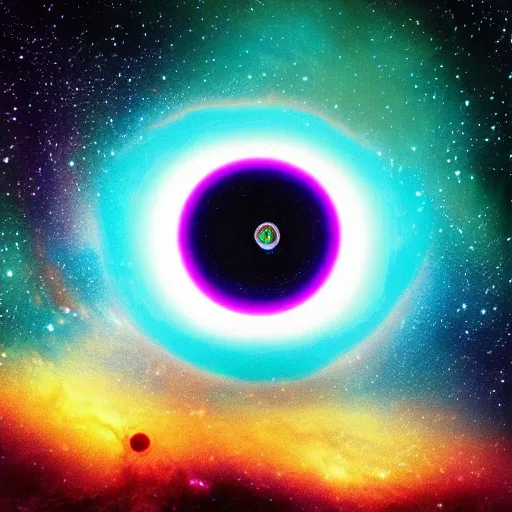 Image similar to universe in an eye, stars planet, vapor wave