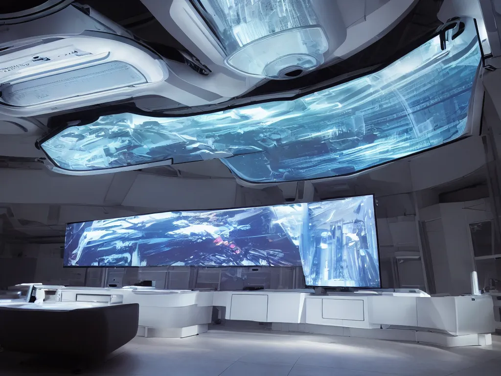 Image similar to visor with curved translucent screens projecting detailed sci - fi art ( 2 0 4 2 ), pixel perfect photograph, high contrast, volumetric lighting, thin glowing lights, chair, users, pair of keys