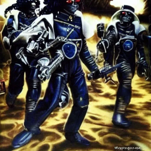 Image similar to thriller - era michael jackson as a space marine in the warhammer 4 0 k universe