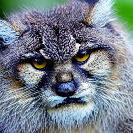 Prompt: manul extreme closeup