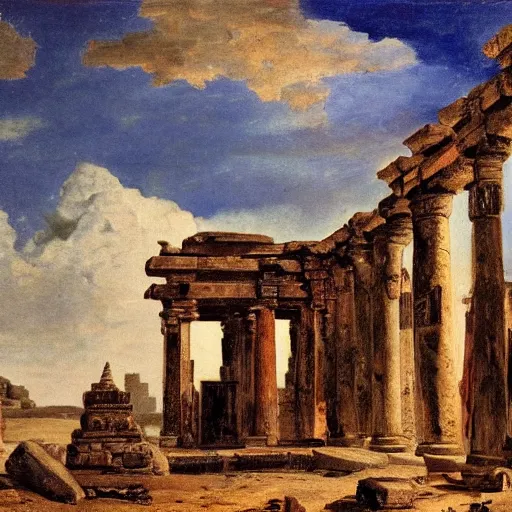 Prompt: an ancient temple in Delacroix style
