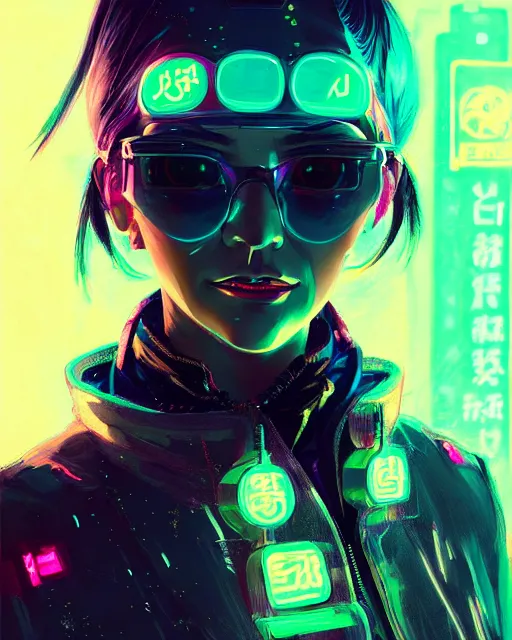 Prompt: detailed portrait Neon Business Girl, cyberpunk futuristic neon, reflective puffy coat, decorated with traditional Japanese ornaments by Ismail inceoglu dragan bibin hans thoma greg rutkowski Alexandros Pyromallis Nekro Rene Maritte Illustrated, Perfect face, fine details, realistic shaded, fine-face, pretty face