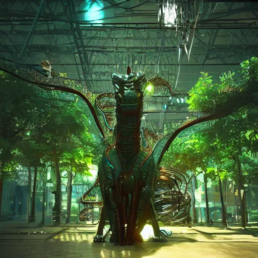 dragon made of wires inside a solarpunk city full of, Stable Diffusion