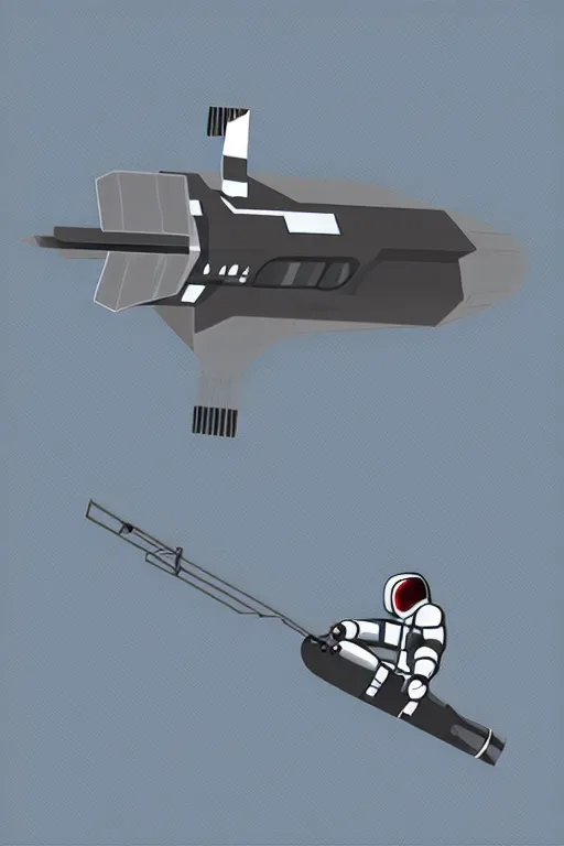 Image similar to basic digital drawing in photoshop of simple astronaut driving a flying speeder