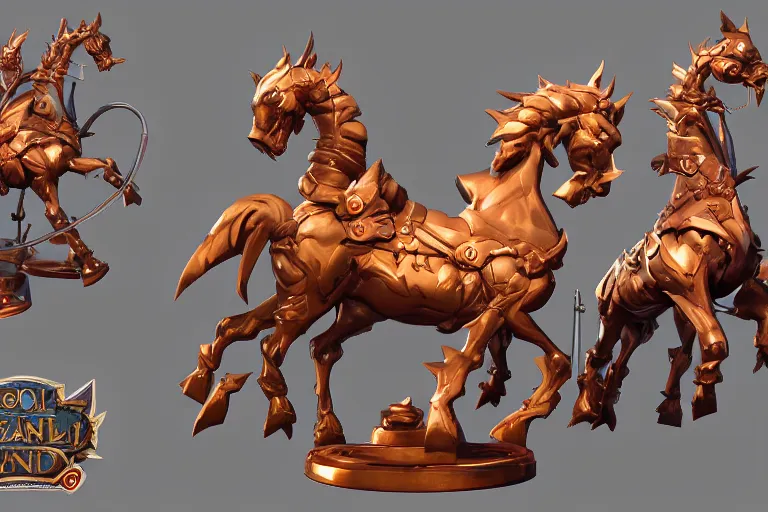 Image similar to 3d sculpt of an evil ironwork carousel horse, artstaton, League of Legends, overwatch, digital illustration