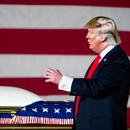 Image similar to donald trump at a funeral for himself