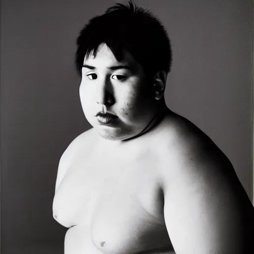 Prompt: a portrait of an overweight lionel messi by nobuyoshi araki