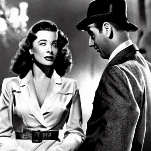 Image similar to A screenshot from a deleted scene of Casablanca (1942)