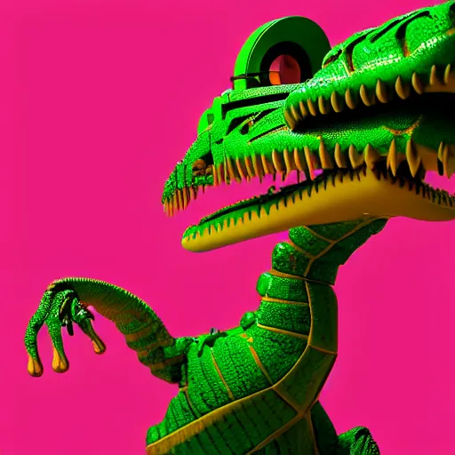 Prompt: cyborg crocodile but minimalistic concept art by frank stella, colorful, vray, octane render, depth of field, trending on artstation, minimalism