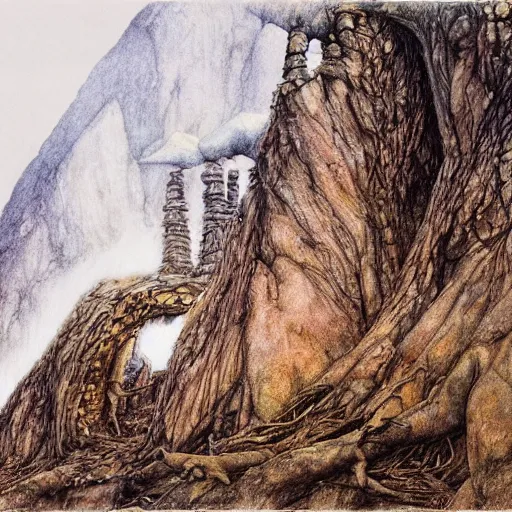 Image similar to hall of the mountain king, Alan Lee