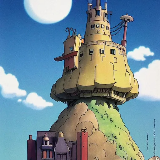 Image similar to howl's moving castle by studio ghibli, matte painting