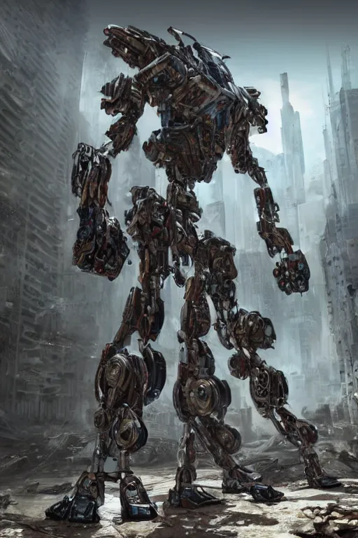 Image similar to a futurecore boxing humanoid mecha in ruin city, bright, by real steel ( 2 0 1 1 ), eve venture, raymond swanland, cryengine, post apocalyptic, mechanical structure, unreal engine 5, camouflage scheme, sharp focus, 8 k realistic, hyper detailed, bright, ray tracing, realistic shaded, smooth face