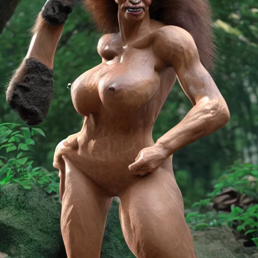 Image similar to Marjorie Taylor Green as a cavewoman, ultra detailed, 8k resolution, ultrarealistic