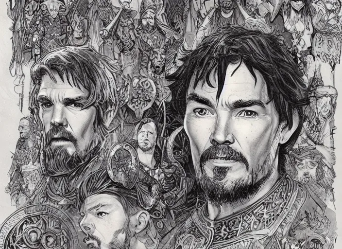 Image similar to a highly detailed viking portrait of stephen strange, james gurney, james jean