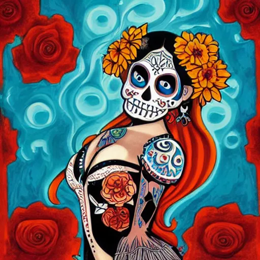 Image similar to los muertos moana, art by michael miller