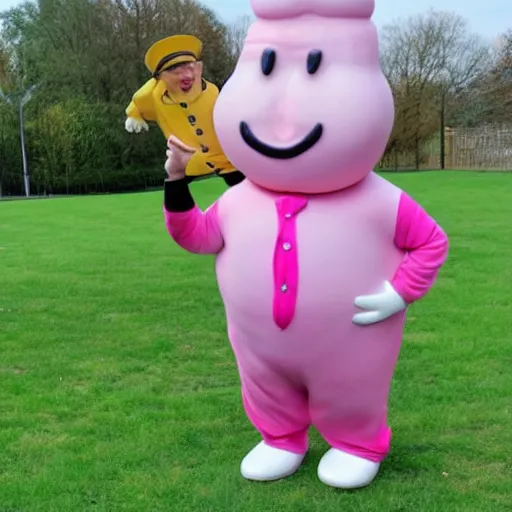 Image similar to mr. blobby rues the day