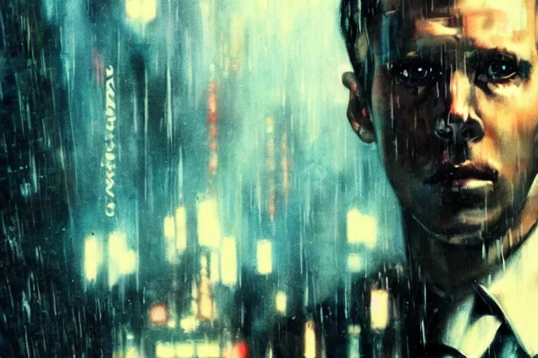 Prompt: a stunning portrait of Philip Kindred in the style of Blade runner , sharp focus, cinematic