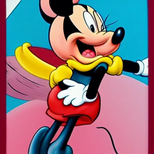 Prompt: micky mouse ripping through the chest of a woman from within