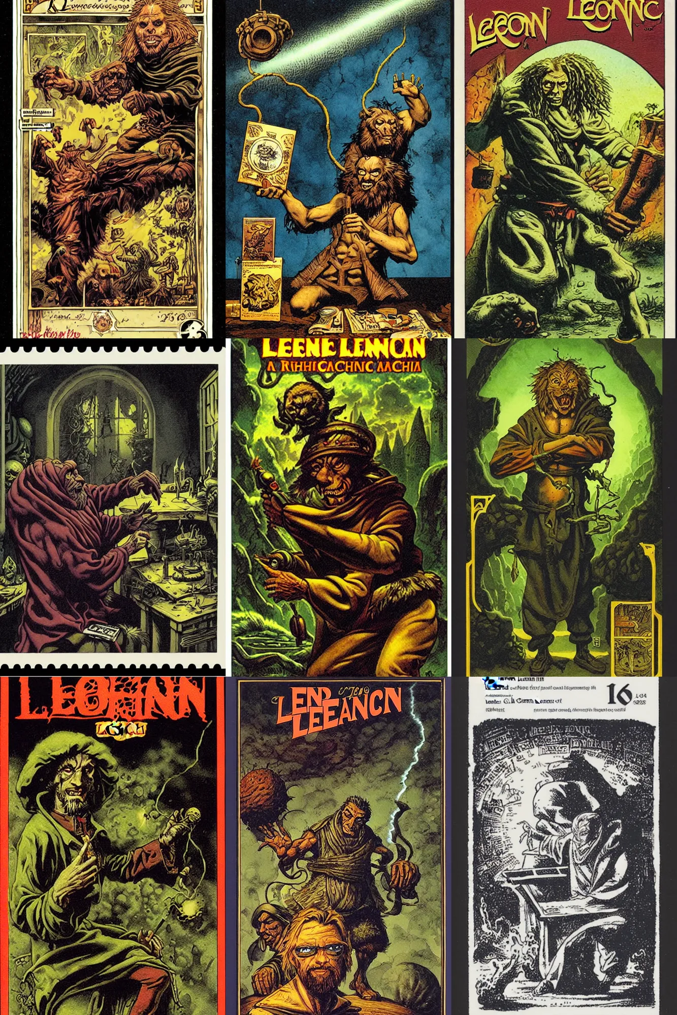 Prompt: a leonin alchemist, postage, by richard corben, john blanche, strobe light