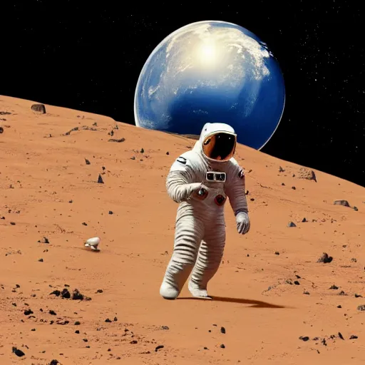 Prompt: astronaut playing football on Mars