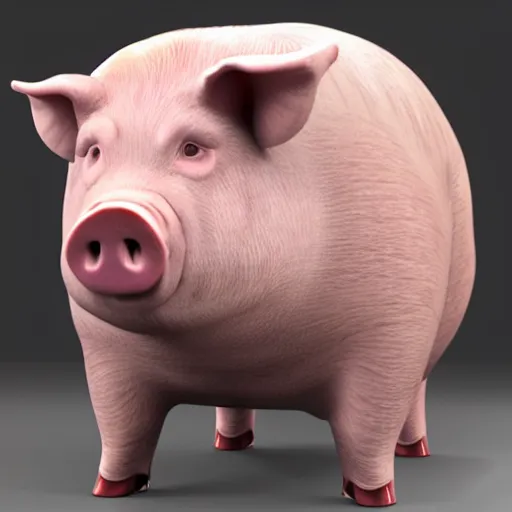 Prompt: Photorealistic pig with human Putin face, award-winning Houdini 3D render, Putin head on pig body, pig animal body and Putin face fully visible in frame