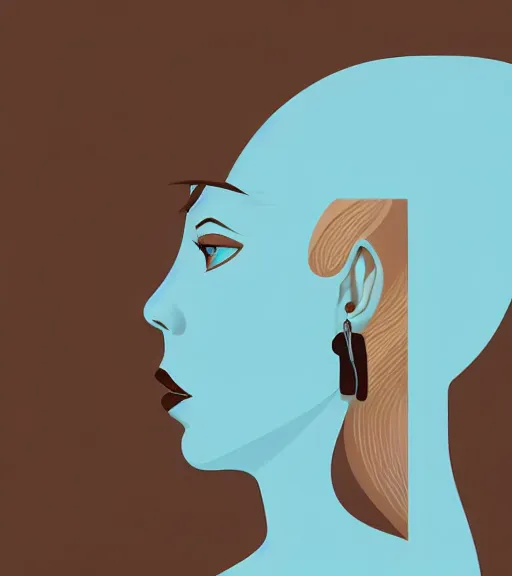 Image similar to portrait of a woman raised on the island face tatooes by james gilleard, dynamic lighting, gradient light blue, brown, blonde cream and white color scheme, grunge aesthetic