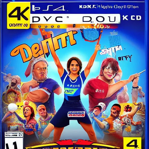 Prompt: video game box art of a ps 4 game called darts with mary lou retton, 4 k, highly detailed cover art.