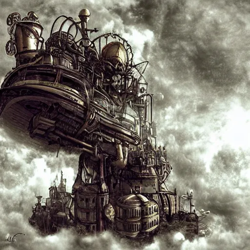 Image similar to clouds, steampunk, romanticism artwork