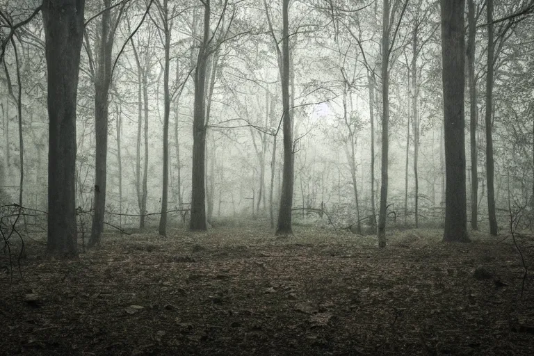 Image similar to photo of a forest made out of human bones, scary, horror, mid night, creepy, 4k